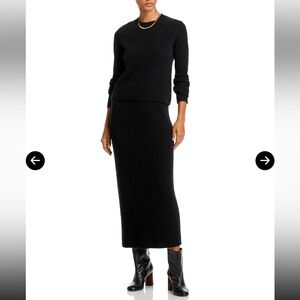 NWT CO Black Wool Cashmere Ribbed Knit Maxi Skirt Size S Pull-On Luxury
